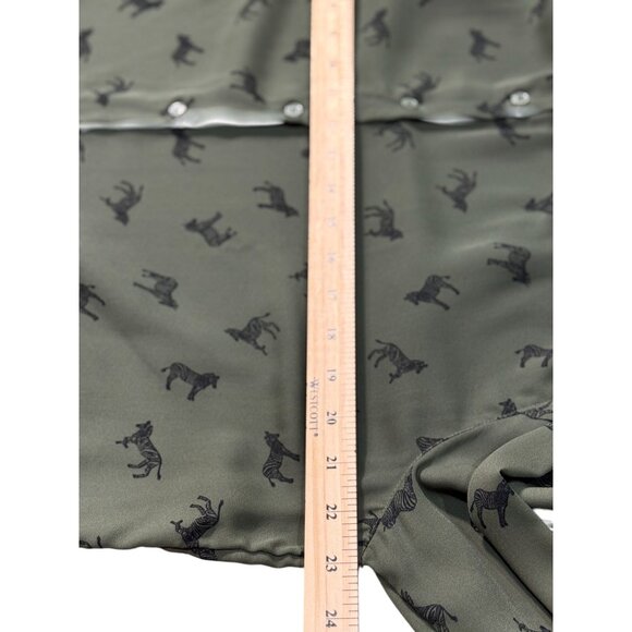 Faden Glory Womens L Shirt Green Zebra Print Button-Up Long Sleeve Blouse - Picture 8 of 11